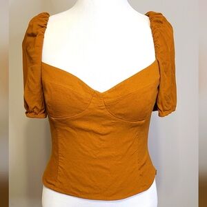 Wilfred Rust Orange Brown Puff Sleeve Top